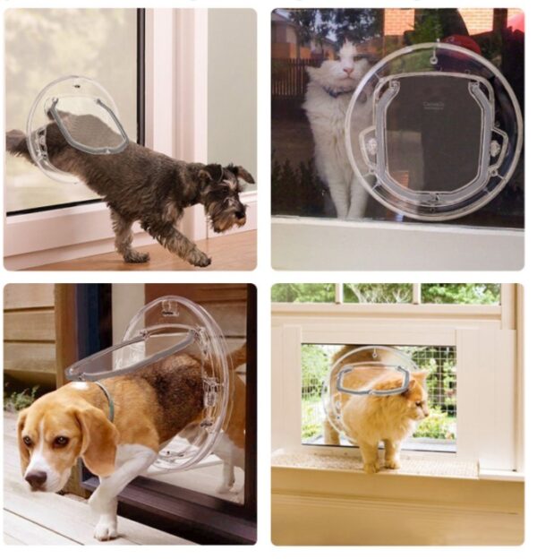 Round Pet Door For Cats Small Dogs Cat Door Flap Door For Screen Glass - Image 3